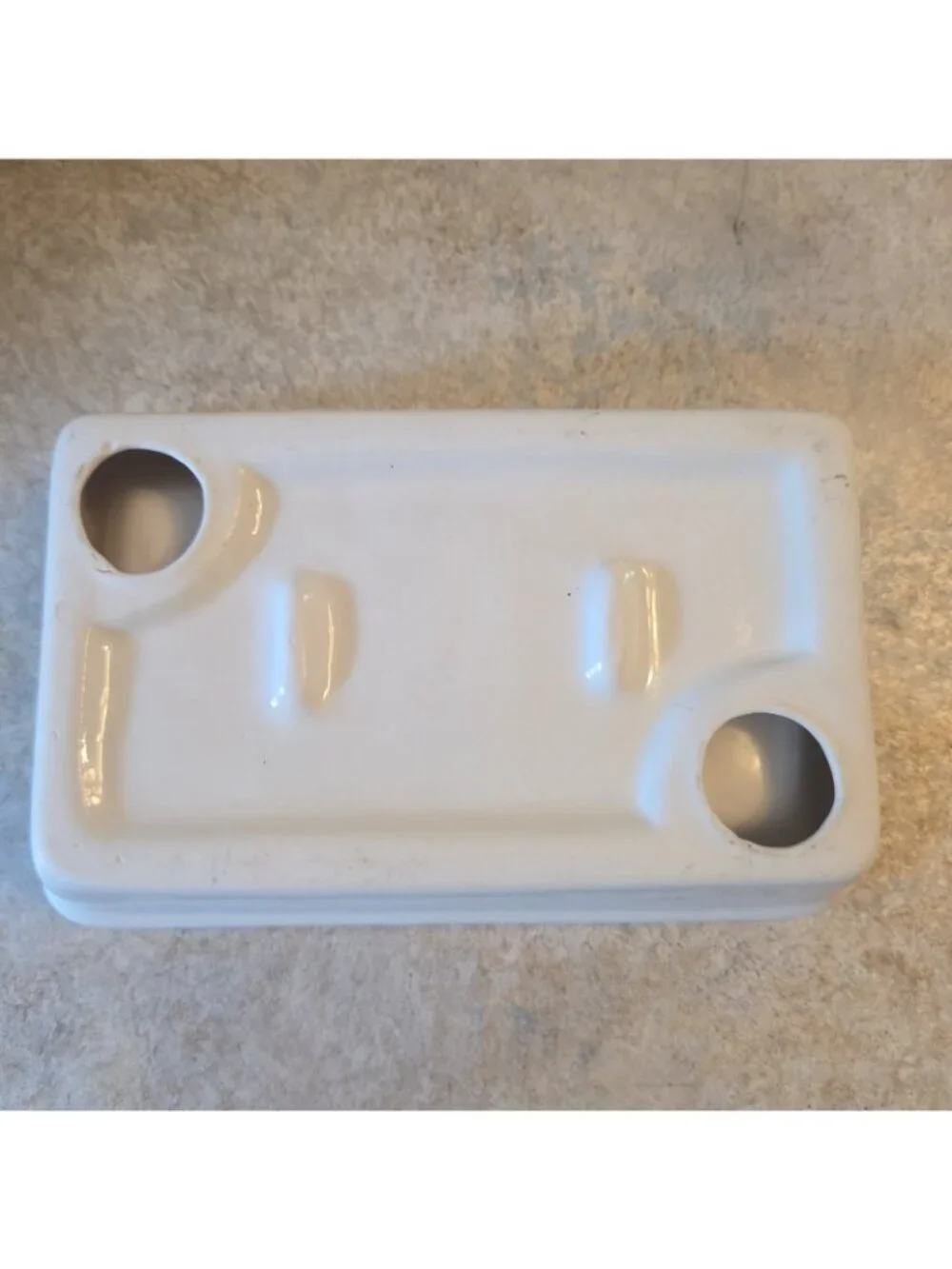 White Ceramic Soap Dish with Wrought Iron Holder Scrolled Brown Metal EUC